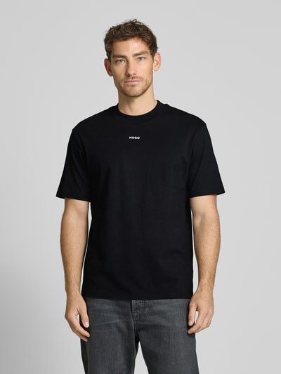 HUGO T-shirt met labelprint, model 'Dapolino' Zwart - 4