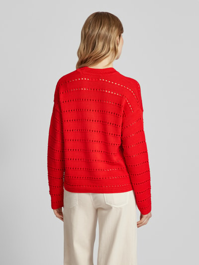 Smith and Soul Gebreide cardigan met ajourpatroon Rood - 5