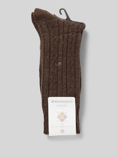 Burlington Socken aus Woll-Mix mit Label-Detail Modell 'Tweed' Mittelbraun Mel 3