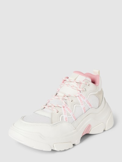 Tommy Jeans Leren sneakers met contrastgarnering Ecru - 1