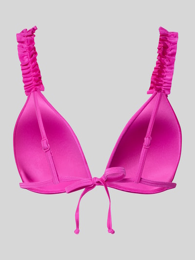 Produktfoto, Bikini-Oberteil mit Rüschenbesatz Modell 'Liora' von LASCANA in leuchtendem Pink, elastischer Material-Mix, verstellbare Träger