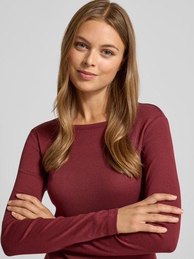 s.Oliver RED LABEL Bluzka z długim rękawem o kroju slim z czystej bawełny Bordowy 3