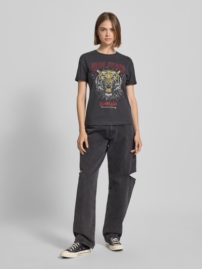 Noisy May Relaxed fit T-shirt van puur katoen, model 'Brandy' Antraciet - 1