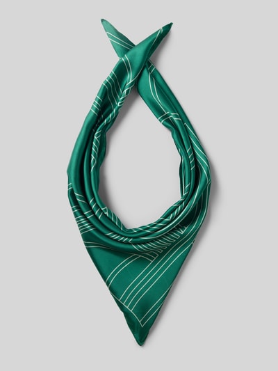 Produktfoto, Bandana im Allover-Look von Jake*s Casual aus grünem Satin, quadratisches Design, eingefasste Abschlüsse