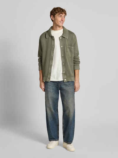 Marc O'Polo Denim Relaxed fit gebreid jack van puur katoen  Olijfgroen - 1