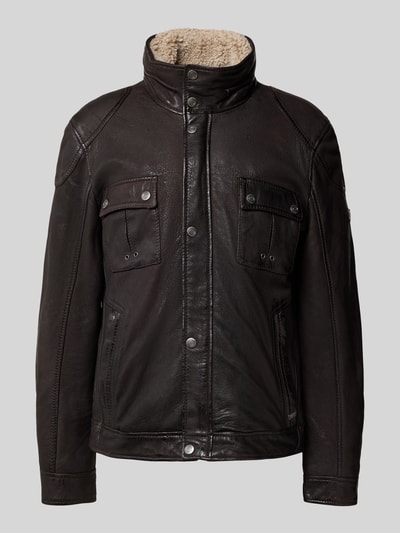 MAURITIUS Lederjacke mit Stehkragen Modell 'GARRECK' Dunkelbraun 2