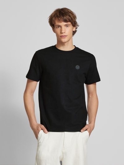 Blend T-Shirt mit geripptem Rundhalsausschnitt Black 4