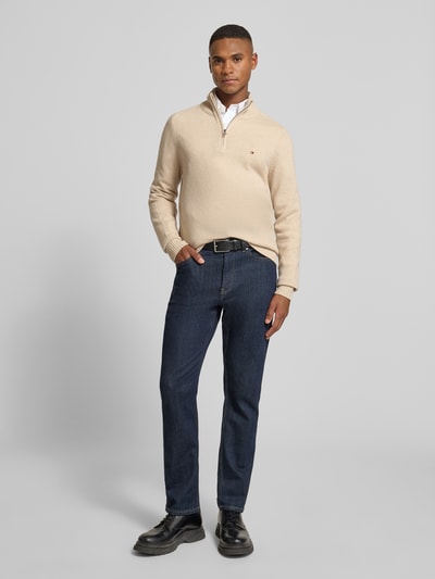 Tommy Hilfiger Regular Fit Troyer aus reiner Wolle Offwhite 1