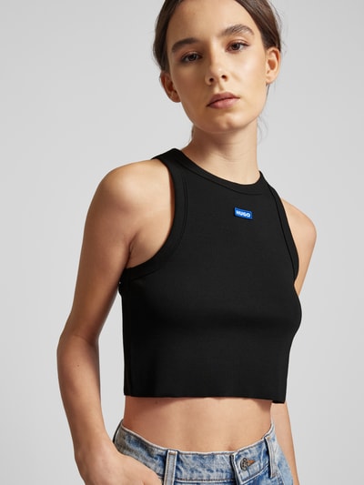 Hugo Blue Crop Top in Ripp-Optik Black 3