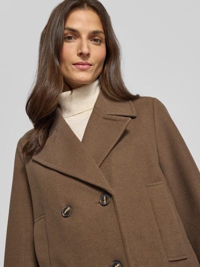 Vero Moda Korte trenchcoat met dubbele knoopsluiting, model 'VINCEMIA' Chocoladebruin gemêleerd - 3