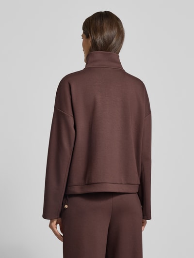 Rich & Royal Sweatjacke aus Viskose-Mix mit Zweiwege-Reißverschluss Dunkelbraun 5