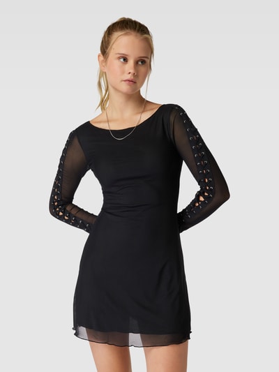 Review Minikleid mit Mesh Ärmeln Black 4