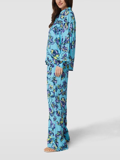 YAS Stoffen broek met all-over motief, model 'Topaz' Turquoise - 1