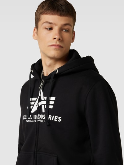 Alpha Industries Sweatjacke mit Label-Print Modell 'BASIC' Black 3