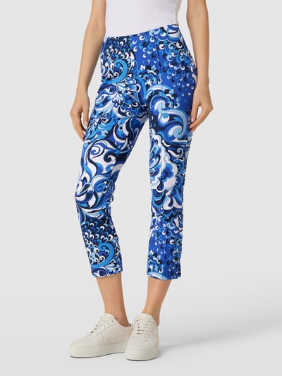 SEDUCTIVE Slim fit capribroek met all-over print Marineblauw - 4