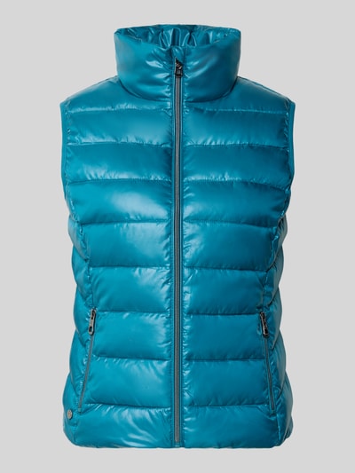 Produktfoto, Regular Fit Weste in Stepp-Optik Modell 'EAST' von NAUTGÅRD, türkis, Reißverschluss, Eingrifftaschen, glatte Oberfläche