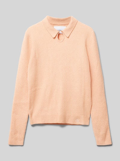 Calvin Klein Jeans Strickpullover mit Polokragen Apricot 1