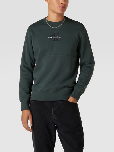 Calvin Klein Jeans Sweatshirt mit Label-Stitching Modell 'LOGO' Petrol 4