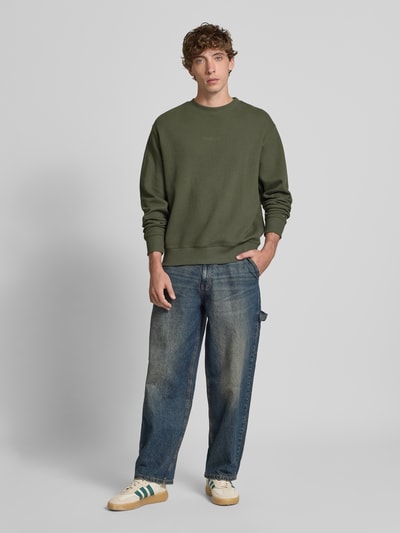 Tommy Jeans Regular Fit Sweatshirt mit Waffel-Struktur Dunkelgruen 1