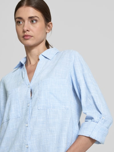 Tom Tailor Loose Fit Hemdbluse aus reiner Baumwolle mit Knopfleiste Hellblau 3