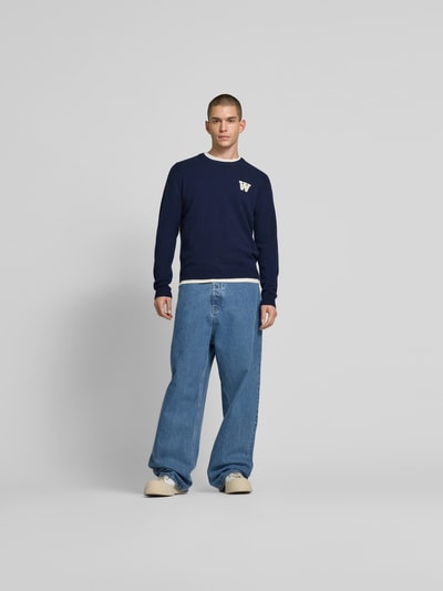 Wood Wood Wollen pullover in gebreide look Marineblauw - 1