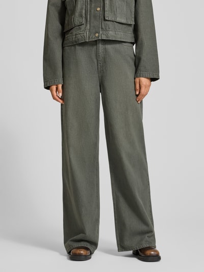 Vero Moda Wide Leg Jeans aus reiner Baumwolle Modell 'WIEN' Oliv 4