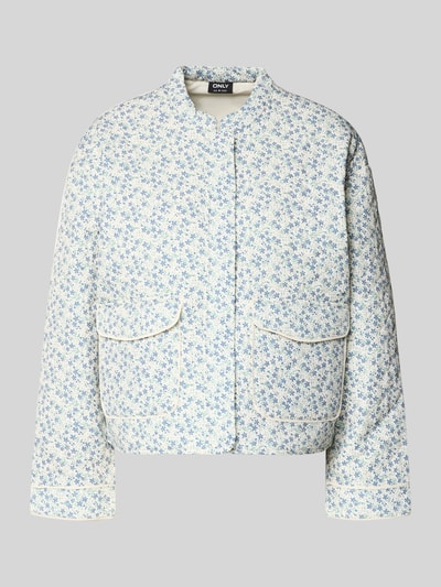 Produktfoto, Regular Fit Hemdjacke mit Allover-Muster Modell 'HALLIE' von ONLY, efekt: wzór na całej powierzchni, krój regular fit, stójka, kwiatowy wzór, długi rękaw, kieszenie z patką