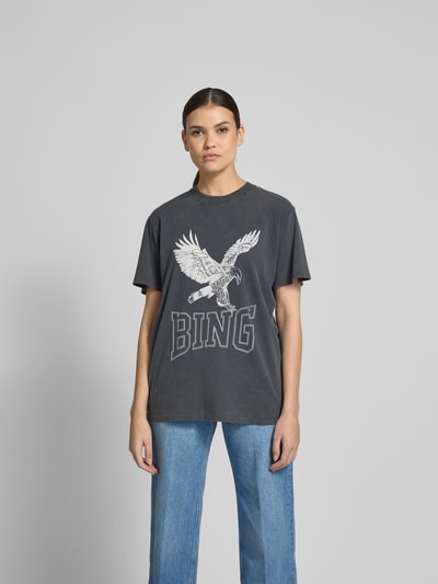 Anine Bing T-Shirt mit Label-Print Dunkelgrau 4