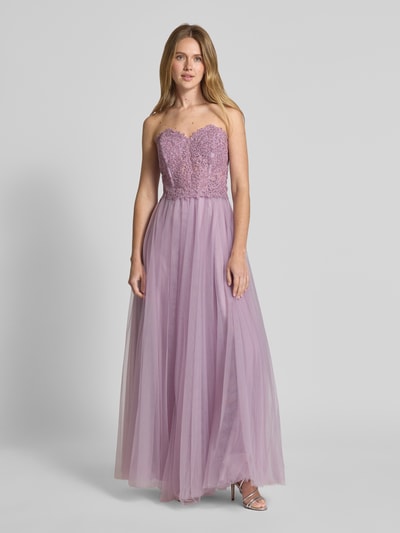Mascara Off shoulder-avondjurk met kant en siersteentjes Lila - 4