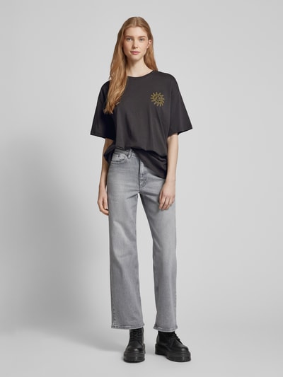 Only Oversized T-Shirt mit Label-Print Modell 'LIVA' Anthrazit 1