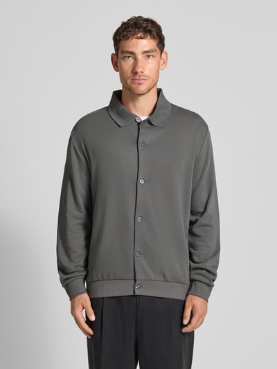 Lindbergh Sweatjacke mit Kentkragen Mittelgrau 4