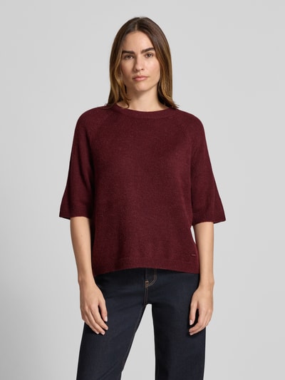 s.Oliver RED LABEL Sweter o kroju regular fit z dzianiny z dodatkiem wełny z alpaki Bordowy 4