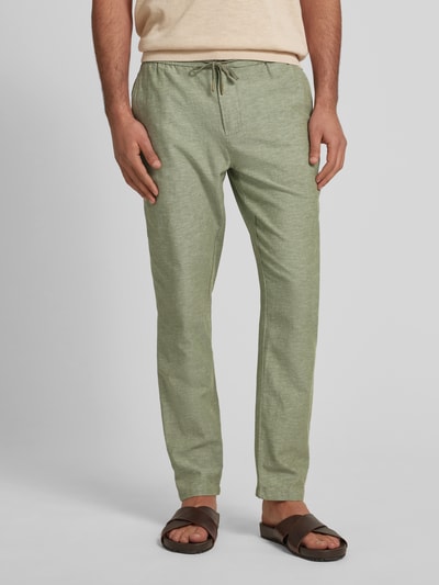 Scotch & Soda Tapered Fit Stoffhose aus Baumwoll-Leinen-Mix Modell 'Warren' Khaki 4