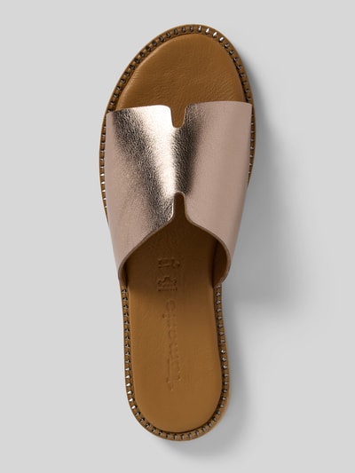Tamaris Slides aus Leder mit strukturierter Sohle Rose Gold 3