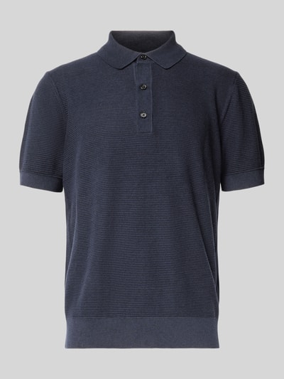 BOSS Regular Fit Strickpoloshirt aus Lyocell-Baumwoll-Mix Modell 'LANNOTTI' Marine 2