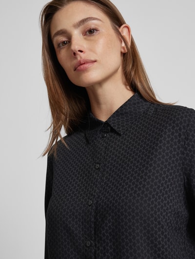 Marc O'Polo Regular fit overhemdblouse van soepele viscose met all-over print Antraciet - 3