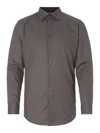 Montego Modern Fit Business-Hemd mit Webmuster  Black 1