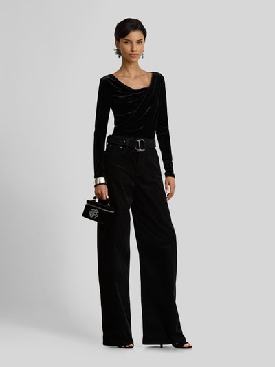 Lauren Ralph Lauren Slim fit pullover met gedrapeerde watervalhals Zwart - 1