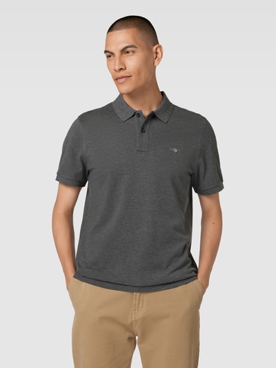 Gant Poloshirt mit seitlichen Schlitzen Modell 'SHIELD' Anthrazit Melange 4