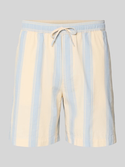 Produktfoto, Regular Fit Shorts aus reiner Baumwolle von Armedangels, Optik:Allover-Muster, Gestreift, Twill, Label-Patch, Tunnelzug, seitliche Eingrifftaschen, Logo-Stitching