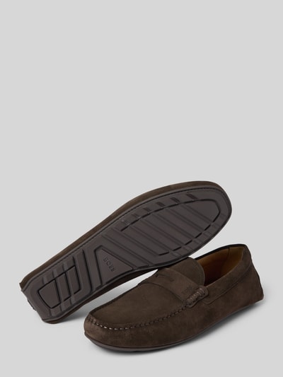 BOSS Mokassins aus Leder mit Label-Detail Modell 'Noel' Dunkelbraun 4