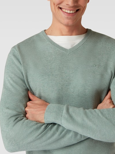 Tom Tailor Strickpullover mit Logo-Stitching Mint Melange 3