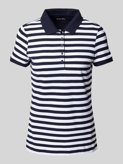 Christian Berg Woman Regular Fit Poloshirt mit Strukturmuster Dunkelblau 2