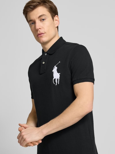 Polo Ralph Lauren Custom Slim Fit Poloshirt mit Logo-Stitching BLACK 3