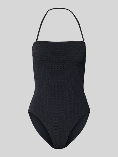 Produktfoto, Body mit Neckholder von Seafolly in Schwarz, Material-Mix mit Stretch-Anteil, körpernaher-Schnitt, feine Textur