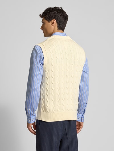 Polo Ralph Lauren Pullunder mit Zopfmuster und Label-Stitching Offwhite 5