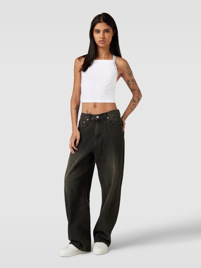 Calvin Klein Jeans Cropped Trägertop mit Label-Print Weiss 1