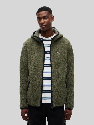 Tommy Jeans Regular Fit Teddy- / Webpelzjacke mit Kapuzenkragen Oliv 4