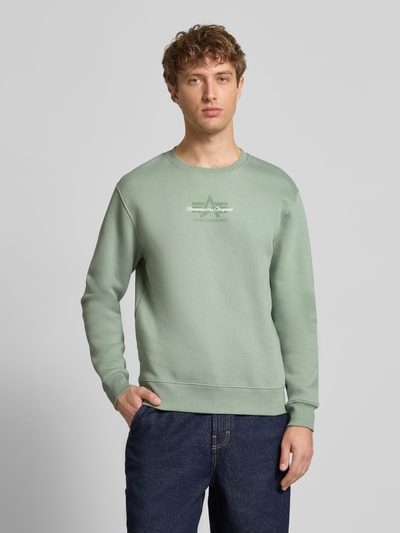 Alpha Industries Sweatshirt met logo en ronde hals Lindegroen - 4