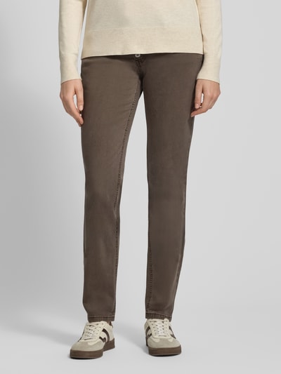 Buena Vista Slim fit jeans met knoopsluiting, model 'Malibu' Taupe - 4